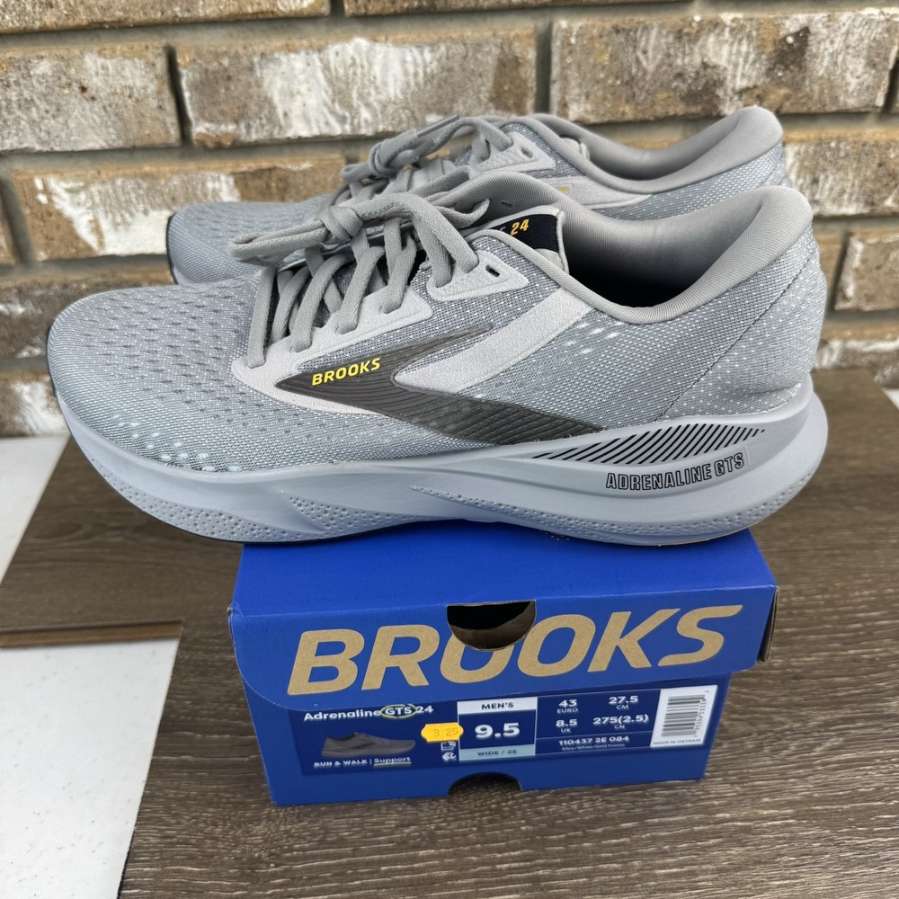 Brooks Adrenaline GTS 24 Gray Running Shoes Men's Sz 9.5 2E Wide 1104372E084
